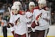 April 27, 2013; Anaheim, CA, USA; Phoenix Coyotes right wing Radim Vrbata (17) reacts after scoring his third goal of the game against the Anaheim Ducks during the third period at Honda Center. Mandatory Credit: Gary A. Vasquez-USA TODAY Sports