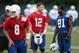 May 22, 2013; Indianapolis, IN, USA; Indianapolis Colts quarterback Andrew Luck (12) talks to wide receiver Darrius Heyward-Bey (81) during organized team activities at the Indiana Farm Bureau Football Center. Mandatory Credit: Brian Spurlock-USA TODAY Sports