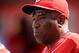 CINCINNATI, OH - AUGUST 4: Manager Dusty Baker #12 of the Cincinnati Reds watches in the ninth inning as his team gives up four runs to the St. Louis Cardinals at Great American Ball Park on August 4, 2013 in Cincinnati, Ohio. St. Louis defeated Cincinnati 15-2. (Photo by Jamie Sabau/Getty Images)