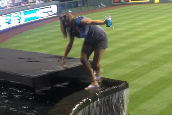 Woman Jumps In Fountain At Royals Game