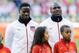 Jun 11, 2013; Seattle, WA, USA; USA midfielder Eddie Johnson (18) and USA forward Jozy Altidore (17) during the USA National Anthem prior to the game between the USA and Panama at CenturyLink Field. USA defeated Panama 2-0. Mandatory Credit: Steven Bisig-USA TODAY Sports
