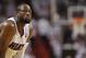May 15, 2013; Miami, FL, USA; Miami Heat shooting guard Dwyane Wade (3) looks on during the first half against the Chicago Bulls in game five of the second round of the 2013 NBA Playoffs at American Airlines Arena. Mandatory Credit: Steve Mitchell-USA TODAY Sports