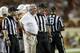 AUSTIN, TX - NOVEMBER 22: University of Texas head coach Mack Brown has words with the officials while his team played against the TCU Horned Frogs on November 22, 2012 at Darrell K Royal-Texas Memorial Stadium in Austin, Texas. (Photo by Cooper Neill/Getty Images)