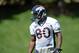 June 11, 2013; Englewood, CO, USA; Denver Broncos tight end Julius Thomas (80) warms up during mini camp drills at the Broncos training facility. Mandatory Credit: Ron Chenoy-USA TODAY Sports