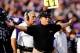 PASADENA, CA - JANUARY 01: Head coach Gary Patterson of the TCU Horned Frogs stands on the sidelines against the Wisconsin Badgers during the 97th Rose Bowl game on January 1, 2011 in Pasadena, California. (Photo by Kevork Djansezian/Getty Images)