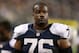 Nov 22, 2012; Arlington, TX, USA; Dallas Cowboys guard Derrick Dockery (76) on the sidelines during the game against the Washington Redskins during a game on Thanksgiving at Cowboys Stadium. Mandatory Credit: Matthew Emmons-USA TODAY Sports