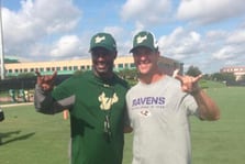 Ravens Coach John Harbaugh Visits the South Florida Bulls, Gives Pep Talk
