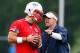 FOXBORO, MA - JUNE 11: Tim Tebow #5 (L) of the New England Patriots talks with offensive coordinator and quarterbacks coach Josh McDaniels during minicamp at Gillette Stadium on June 11, 2013 in Foxboro, Massachusetts. (Photo by Jared Wickerham/Getty Images)
