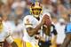 Aug 8, 2013; Nashville, TN, USA; Washington Redskins quarterback Pat White (5) drops back into the pocket to pass against the Tennessee Titans during the second half at LP Field. The Redskins beat the Titans 22-21. Mandatory Credit: Don McPeak-USA TODAY Sports