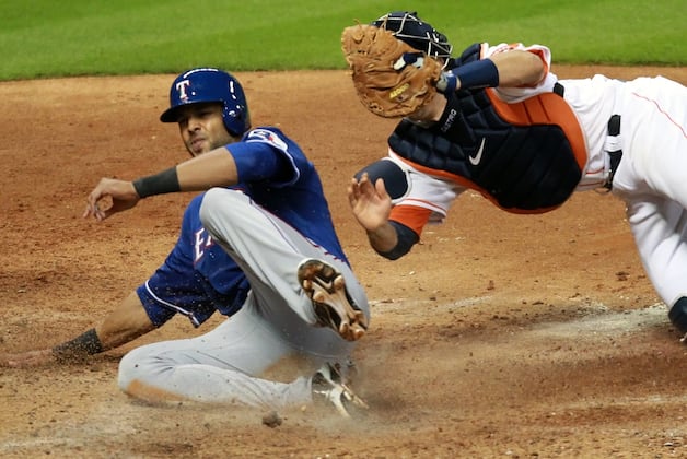 Alex Rios Goes 2-for-3 with a Triple in Rangers Debut
