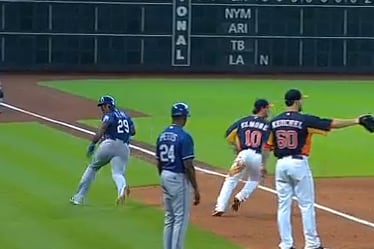 Watch: Beltre's Antics Continue, Takes Rundown into OF