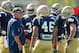 Aug 9, 2013; South Bend, IN, USA; Notre Dame Fighting Irish head coach Brian Kelly talks to his players during practice at the LaBar Practice Complex. Mandatory Credit: Matt Cashore-USA TODAY Sports