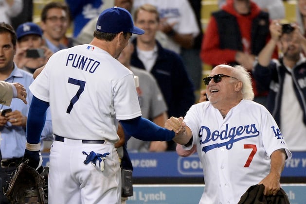 Dodgers Infielder Nick Punto Celebrates His Home Run with Danny DeVito