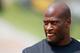 LATROBE, PA - JULY 29: James Harrison #92 of the Pittsburgh Steelers walks down to the field during training camp on July 29, 2011 at St Vincent College in Latrobe, Pennsylvania. (Photo by Jared Wickerham/Getty Images)