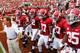 TUSCALOOSA, AL - SEPTEMBER 08: Head coach Nick Saban of the Alabama Crimson Tide leads his team onto the field to face the Western Kentucky Hilltoppers at Bryant-Denny Stadium on September 8, 2012 in Tuscaloosa, Alabama. (Photo by Kevin C. Cox/Getty Images)