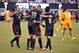Aug 14, 2013; East Rutherford, NJ, USA; Mexico players celebrate an own goal against Ivory Coast during the first half at Metlife Stadium. Mandatory Credit: Joe Camporeale-USA TODAY Sports