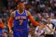 BOSTON, MA - MAY 3: Carmelo Anthony #7 of the New York Knicks reacts in the second half against the Boston Celtics during Game Six of the Eastern Conference Quarterfinals of the 2013 NBA Playoffs on May 3, 2013 at TD Garden in Boston, Massachusetts. NOTE TO USER: User expressly acknowledges and agrees that, by downloading and or using this photograph, User is consenting to the terms and conditions of the Getty Images License Agreement. (Photo by Jim Rogash/Getty Images)