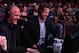 Jun 19, 2013; Thackerville, OK, USA; Bellator chief executive officer Bjorn Rebney (left) laughs with Spike TV executive Jon Slusser (left) during BFC 96 at the WinStar World Casino. Mandatory Credit: Kevin Jairaj-USA TODAY Sports