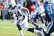 September 16, 2012; San Diego, CA, USA; San Diego Chargers running back Jackie Battle (44) runs for a short gain during the third quarter against the Tennessee Titans at Qualcomm Stadium. The Chargers won 38-10. Mandatory Credit: Christopher Hanewinckel-USA TODAY Sports