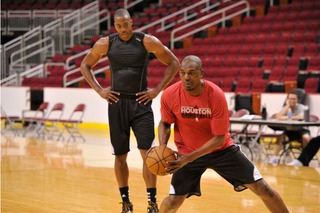 James Harden works out with Hakeem Olajuwon