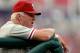 WASHINGTON, DC - AUGUST 11: Manager Charlie Manuel #41 of the Philadelphia Phillies watches play during the third inning of a game against the Washington Nationals at Nationals Park on August 11, 2013 in Washington, DC. (Photo by Patrick McDermott/Getty Images)