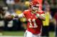 Aug 9, 2013; New Orleans, LA, USA; Kansas City Chiefs quarterback Alex Smith (11) looks to throw against the New Orleans Saints in the first quarter. Mandatory Credit: Chuck Cook-USA TODAY Sports