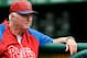 WASHINGTON, DC - AUGUST 09: Manager Charlie Manuel #41 of the Philadelphia Phillies watches batting practice before a game against the Washington Nationals at Nationals Park on August 9, 2013 in Washington, DC. (Photo by Patrick McDermott/Getty Images)