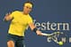 Aug 15, 2013; Cincinnati, OH, USA; Rafael Nadal (ESP) plays in a match against Grigor Dimitrov (BUL)(not pictured) at the Western & Southern Open at the Lindner Family Tennis Center. Mandatory Credit: Pat Lovell-USA TODAY Sports