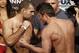 Aug 16, 2013; Boston, MA, USA; Shogun Rua (left) and Chael Sonnen square off during the weigh-in for their UFC fight at TD Garden. Mandatory Credit: Winslow Townson-USA TODAY Sports