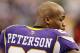 MINNEAPOLIS, MN - DECEMBER 30: Adrian Peterson #28 of the Minnesota Vikings after a game against Green Bay Packers on December 30, 2012 at Mall of America Field at the Hubert H. Humphrey Metrodome in Minneapolis, Minnesota. The Vikings defeated the Packers 37-34. (Photo by Andy Clayton King/Getty Images)