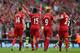 LIVERPOOL, ENGLAND - AUGUST 17: Daniel Sturridge of Liverpool celebrates after scoring the first goal during the Barclays Premier League match between Liverpool and Stoke City at Anfield on August 17, 2013 in Liverpool, England. (Photo by Clive Brunskill/Getty Images)