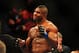 Dec 30, 2011; Las Vegas, NV, USA; UFC fighter Alistair Overeem celebrates after defeating Brock Lesnar (not pictured) during a heavyweight bout at UFC 141 at the MGM Grand Garden event center. Mandatory Credit: Mark J. Rebilas-USA TODAY Sports
