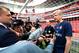 LONDON, ENGLAND - AUGUST 8: Arsenal Manager Arsene Wenger is interviewed by media during the Goal Decision System (GDS) media event at the Emirates Stadium on August 8, 2013 in London, England. (Photo by Jan Kruger/Getty Images)