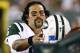 EAST RUTHERFORD, NJ - AUGUST 17: Mark Sanchez #6 of the New York Jets puts his hemet on the bench during their preseason game against the Jacksonville Jaguars at MetLife Stadium on August 17, 2013 in East Rutherford, New Jersey. (Photo by Jeff Zelevansky/Getty Images)