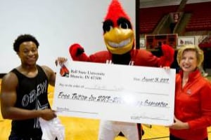 Half-Court Shot Nets Ball State Freshman Free Tuition for a Semester