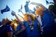 PARKER, CO - AUGUST 18: Fans of the European Team cheer during the final day singles matches of the 2013 Solheim Cup on August 18, 2013 at The Colorado Golf Club in Parker, Colorado. (Photo by Chris Graythen/Getty Images)