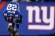 EAST RUTHERFORD, NJ - DECEMBER 09: David Wilson #22 of the New York Giants celebrates his touchdown in the first quarter against the New Orleans Saints on December 9, 2012 at MetLife Stadium in East Rutherford, New Jersey. (Photo by Elsa/Getty Images)