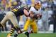PITTSBURGH, PA - OCTOBER 28: Logan Paulsen #92 of the Washington Redskins gets wrapped up by Brett Keisel (99) of the Pittsburgh Steelers on October 28, 2012 at Heinz Field in Pittsburgh, Pennsylvania. (Photo by Joe Sargent/Getty Images)