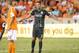 Aug 17, 2013; Houston, TX, USA; Seattle Sounders FC midfielder Clint Dempsey (2) reacts after a play during the second half against the Houston Dynamo at BBVA Compass Stadium. Mandatory Credit: Troy Taormina-USA TODAY Sports