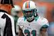 Sept 23, 2012; Miami Gardens, FL, USA; Miami Dolphins cornerback Richard Marshall (31) protests a pass interference penalty in a game against the New York Jets at Sun Life Stadium. Mandatory Credit: Robert Mayer-USA TODAY Sports