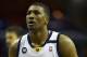 Mar 6, 2013; Memphis, TN, USA; Memphis Grizzlies center Dexter Pittman (45) shoots a free throw during the game against the Portland Trail Blazers at FedEx Forum. Memphis Grizzlies defeat the Portland Trail Blazers 91-85. Mandatory Credit: Spruce DerdenUSA TODAY Sports