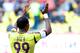 KASPIYSK, RUSSIA - MAY 04: Lacina Traore (L) FC Anzhi Makhachkala celebrates with team-mate Samuel Eto'o after scoring a goal during the Russian Premier League match between FC Anzhi Makhachkala and FC Rubin Kazan at the Anzhi Arena Stadium on May 04, 2013 in Kaspiysk, Russia. (Photo by Sergey Rasulov Jr/Epsilon/Getty Images)