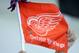 Apr 14, 2013; Nashville, TN, USA; A Detroit Red Wings fans holds up a flag during the first period of the game against the Nashville Predators at Bridgestone Arena. Mandatory Credit: Randy Sartin-USA TODAY Sports