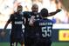 MILAN, ITALY - AUGUST 18: Jonathan (C) of FC Internazionale Milano celebrates his goal with team mates Yuto Nagatomo during the TIM cup match between FC Internazionale Milano and AS Cittadella at Stadio Giuseppe Meazza on August 18, 2013 in Milan, Italy. (Photo by Valerio Pennicino/Getty Images)