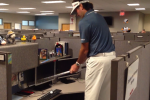 Bubba Golfs in the ESPN Offices