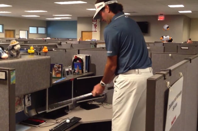PGA's Bubba Watson Golfs in ESPN Offices