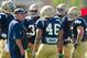 Aug 9, 2013; South Bend, IN, USA; Notre Dame Fighting Irish head coach Brian Kelly talks to his players during practice at the LaBar Practice Complex. Mandatory Credit: Matt Cashore-USA TODAY Sports