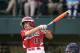 Aug 22, 2013; Williamsport, PA, USA; Mexico player Alexander Artalejo (18) hits an RBI single during the fifth inning against Panama during the Little League World Series at Lamade Stadium. Mandatory Credit: Howard Smith-USA TODAY Sports
