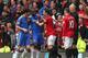 MANCHESTER, ENGLAND - MAY 05: Ryan Giggs of Manchester United clashes with Oscar of Chelsea before Rafael Da Silva is sent off during the Barclays Premier League match between Manchester United and Chelsea at Old Trafford on May 5, 2013 in Manchester, England. (Photo by Alex Livesey/Getty Images)