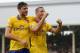 LONDON, ENGLAND - AUGUST 24: Lukas Podolski of Arsenal (R) celebrates scoring his side's third goal with team mate Olivier Giroud during the Barclays Premier League match between Fulham and Arsenal at Craven Cottage on August 24, 2013 in London, England. (Photo by Jamie McDonald/Getty Images)